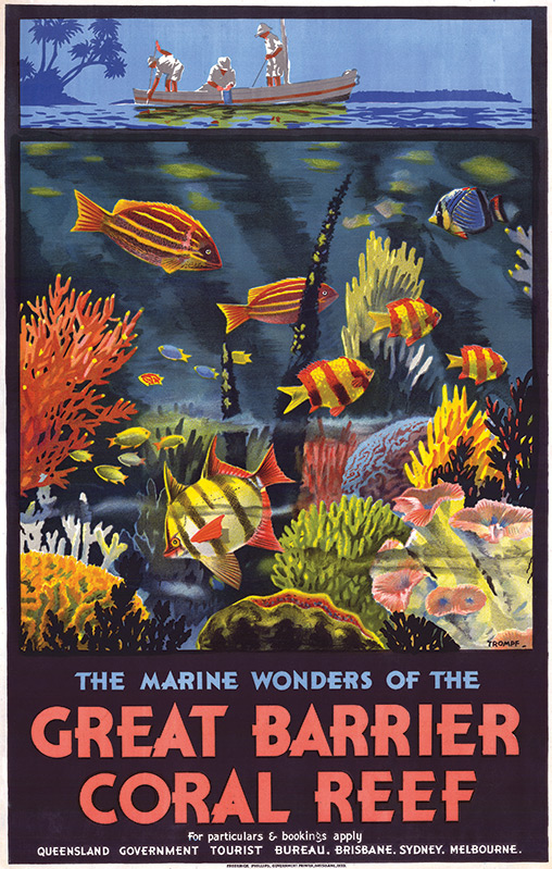Queensland The Great Barrier Reef Australia Travel Advertisement Art Poster 