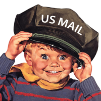 decorative image of vintage boy in mail hat