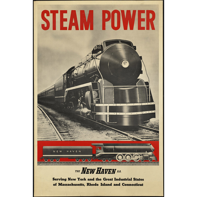 Steam Power train travel poster