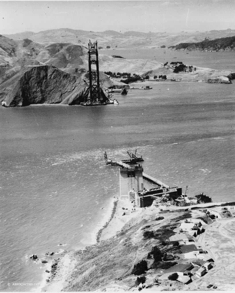 Golden Gate Bridge under construction, 1934