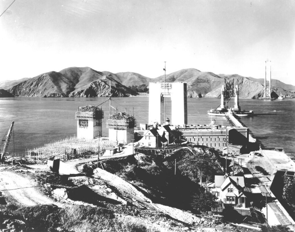 The Golden Gate Bridge under construction, c. 1930s