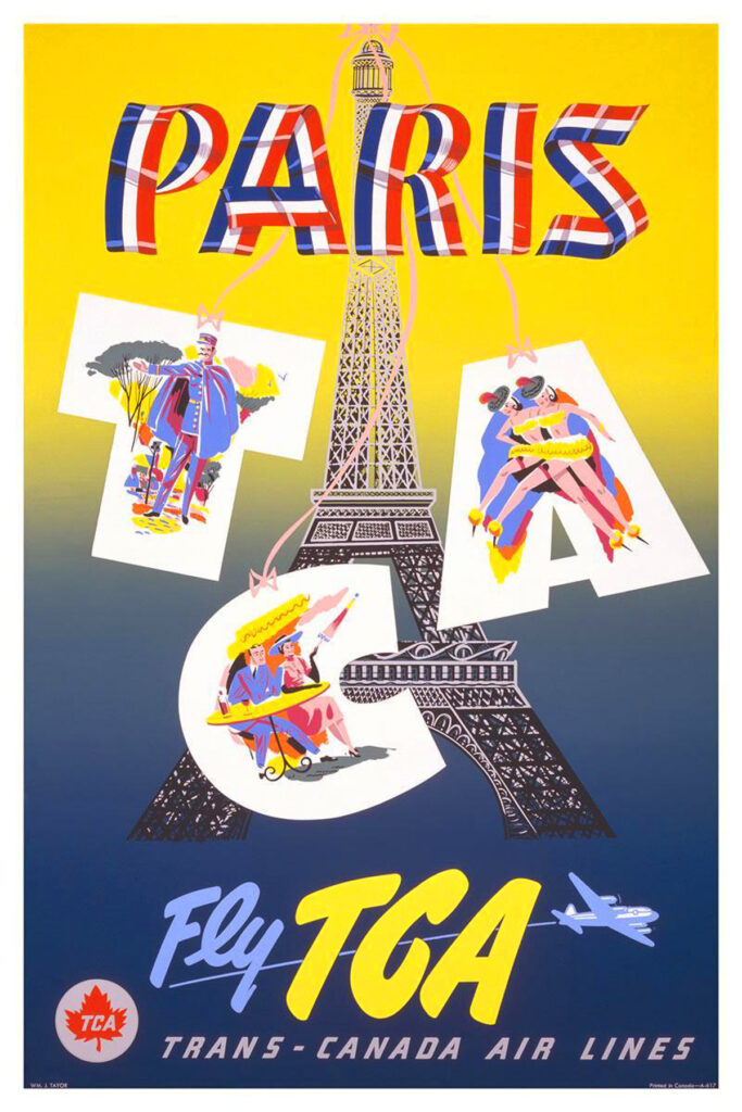 Paris - fly TCA, Trans-Canada Air Lines, Poster 1951