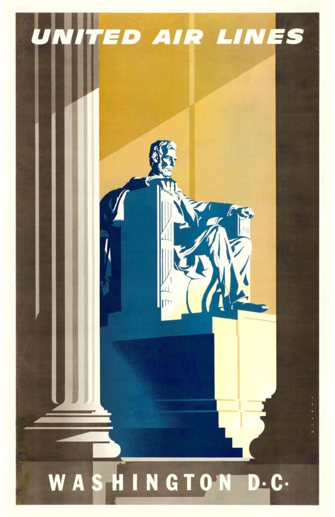Washington, DC travel poster by Joseph Binder, c. 1950s.