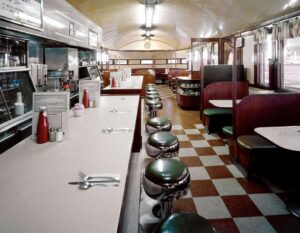 Color photograph of the interior of the Modern Diner, Pawtucket, Rhode Island by photographer Carol M. Highsmith for Library of Congress