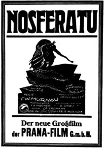 Movie poster for horror film Nosferatu, 1922.