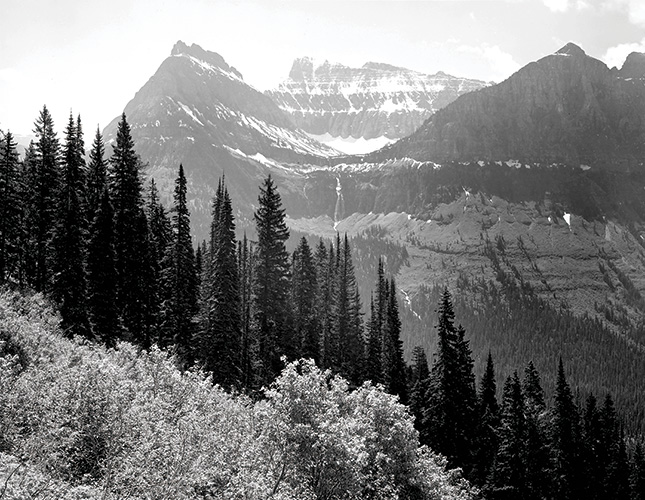 Photo of Glacier National Park taken by Ansel Adams for the US National Park Service, 1941-42.