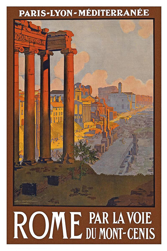 Poster entitled Rome Par la Voie du Mont-Cenis, 1920. Artist: Geo Dorival.