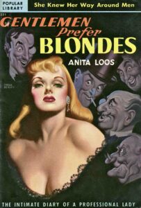 Cover of Gentlemen Prefer Blondes by Anita Loos, cover art by Earle Bergey, c. 1948