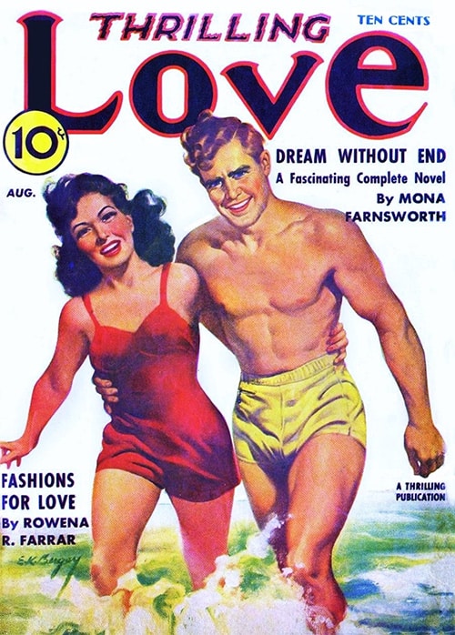 Cover of Thrilling Love, August 1941, cover art by Earle Bergey