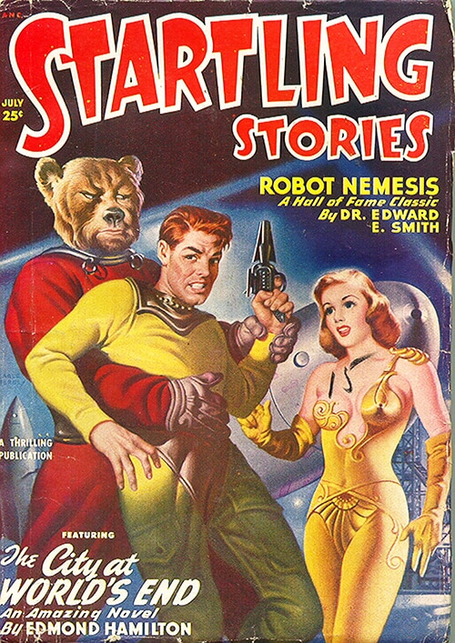 Cover of Startling Stories, July 1950, cover art by Earle Bergey