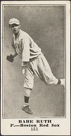Rookie baseball card for Babe Ruth, M101-4 Sporting News set, 1916.