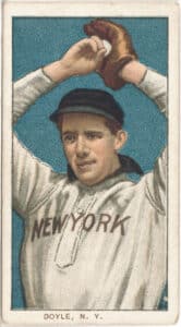 Baseball card of "Slow" Joe Doyle, New York Highlanders. T206 White Borders set, 1909-11.