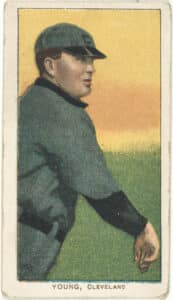 Baseball card of Cy Young, Cleveland Naps. T206 White Borders set, 1909-11.