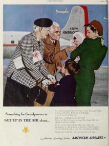 Airline ad illustrated by Al Parker, 1951.