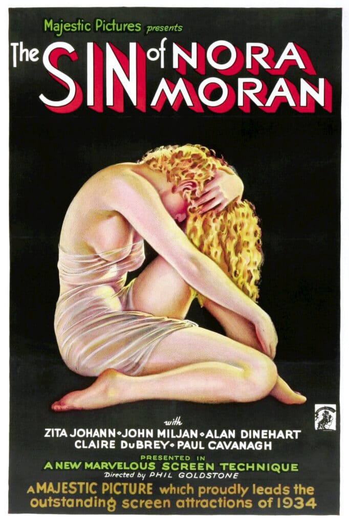 Movie poster for The Sin of Nora Moran based on actress Zita Johnson, by Alberto Vargas, 1933.