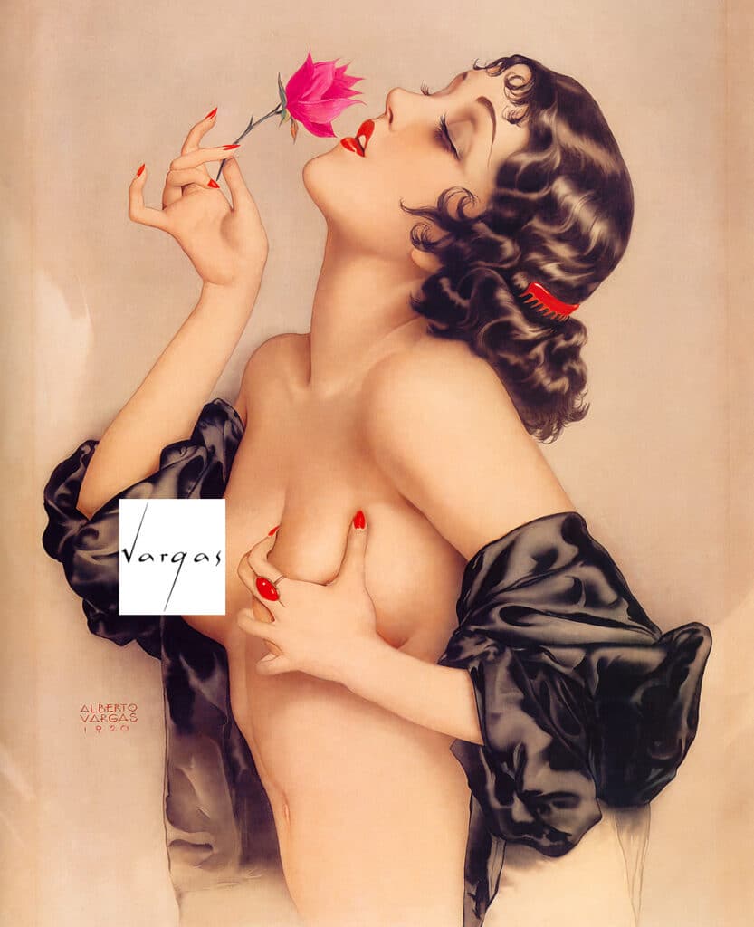 Topless portrait (safe for work) of Olive Thomas ("Memories of Olive"), painted by Alberto Vargas for Florenz Ziegfeld.