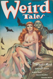 Cover for Weird Tales, January 1938, illustrated by Margaret Brundage.