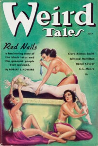 Cover of Weird Tales, July 1936, illustrated by Margaret Brundage.