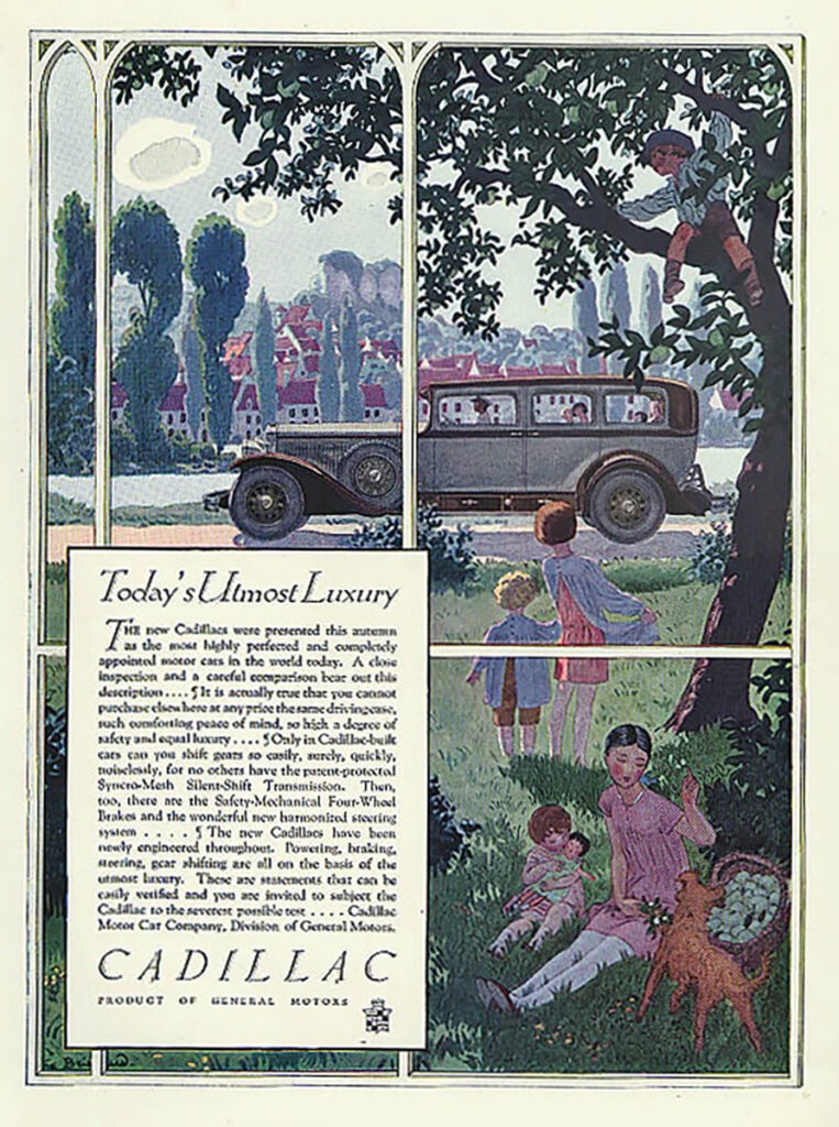 Cadillac car ad, 1930
