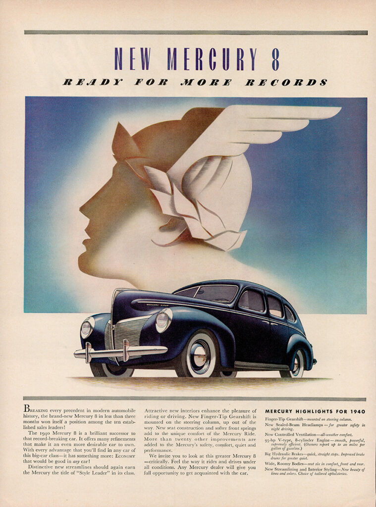 Mercury car ad, 1939.