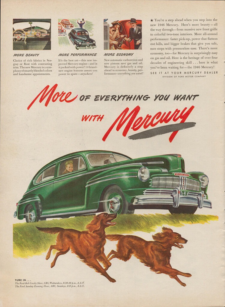 Mercury car ad, 1946.