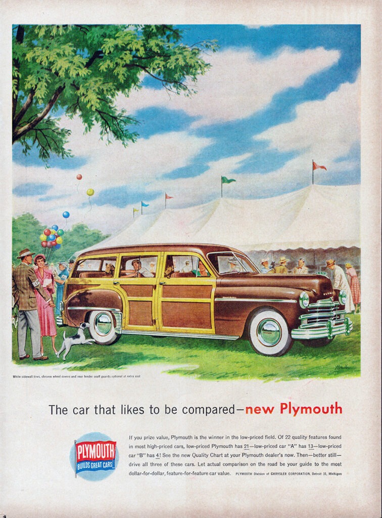 Plymouth car ad, 1949.