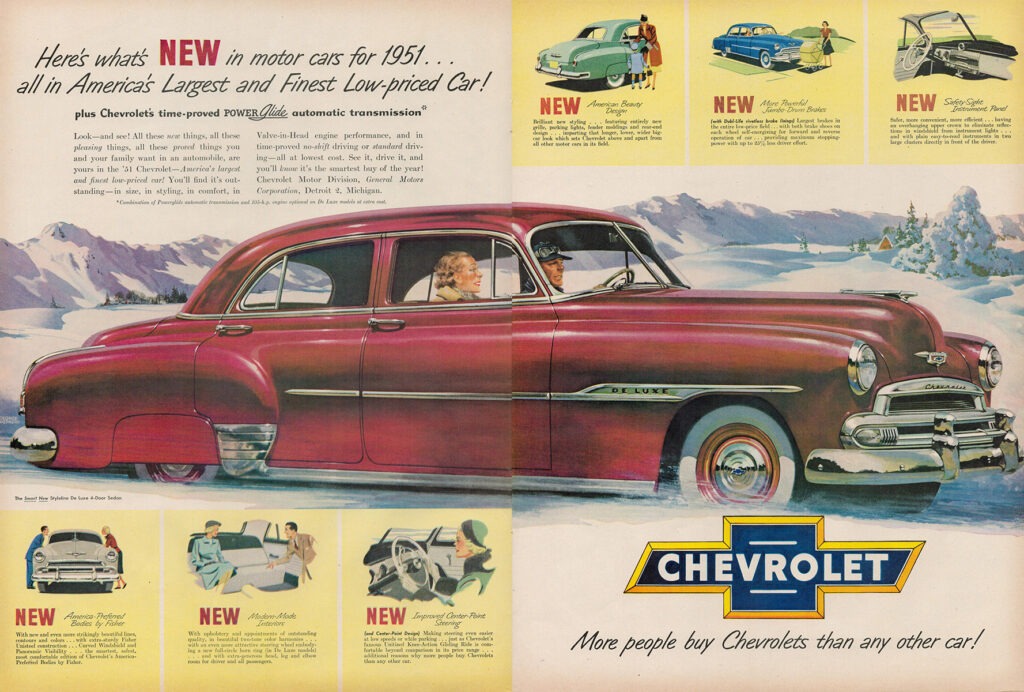 Chevrolet car ad, 1951.