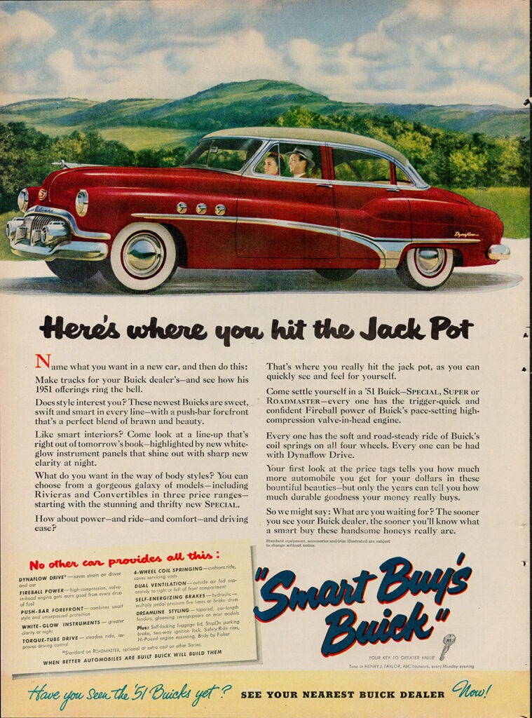 Buick car ad, 1951.