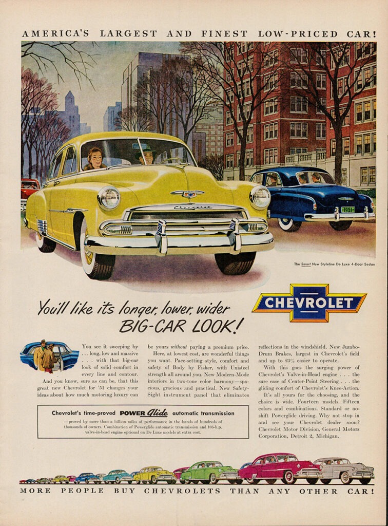 Chevrolet car ad, 1951.