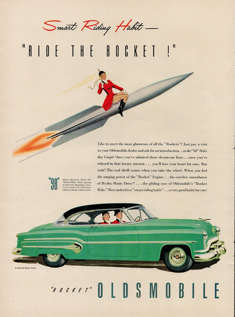 Oldsmobile car ad, 1951.