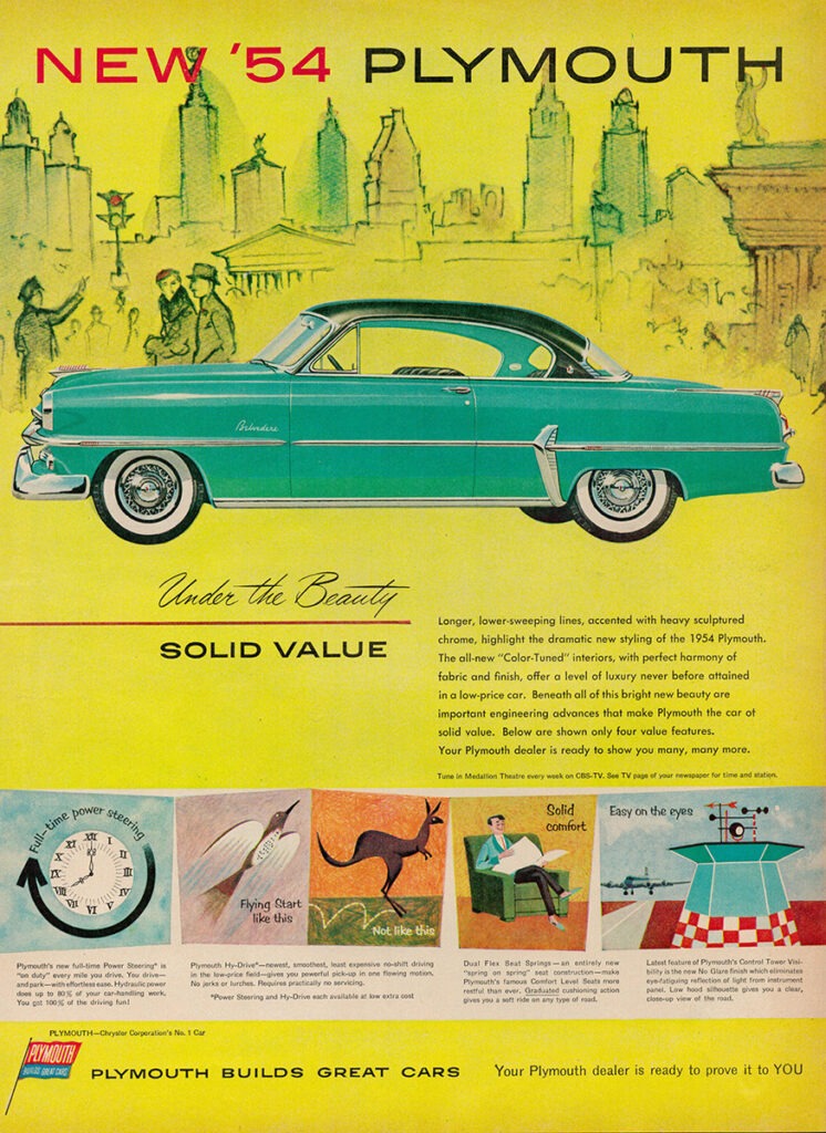 Plymouth car ad, 1954.