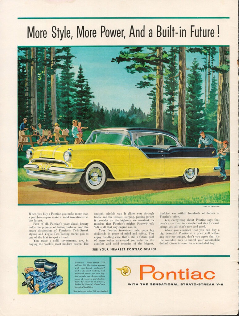 Pontiac car ad, 1955.