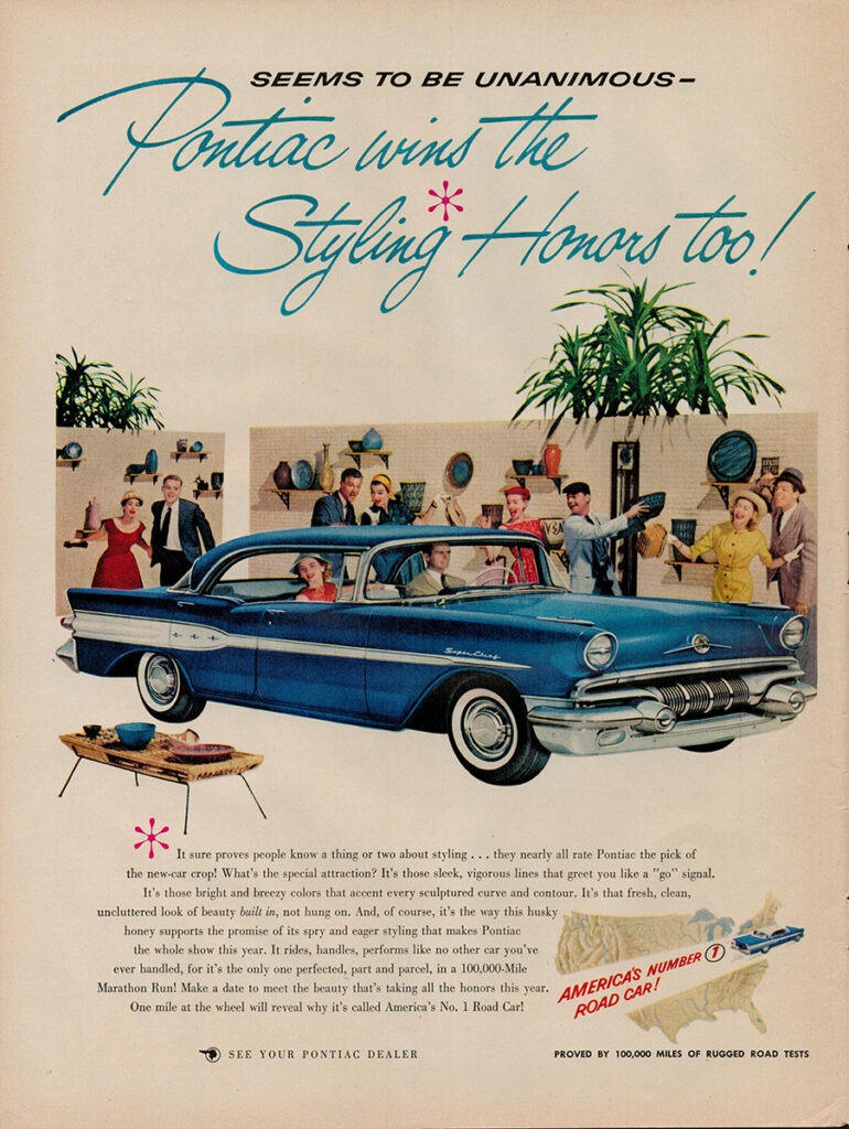 Pontiac car ad, 1957.