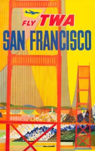 Fly TWA, San Francisco travel poster by David Klein, 1958