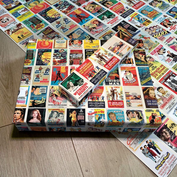 Image of Vintage Movie Posters gift wrap, featuring artwork from old movie posters