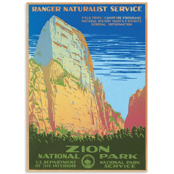 Image of Zion National Park reproduction vintage WPA poster