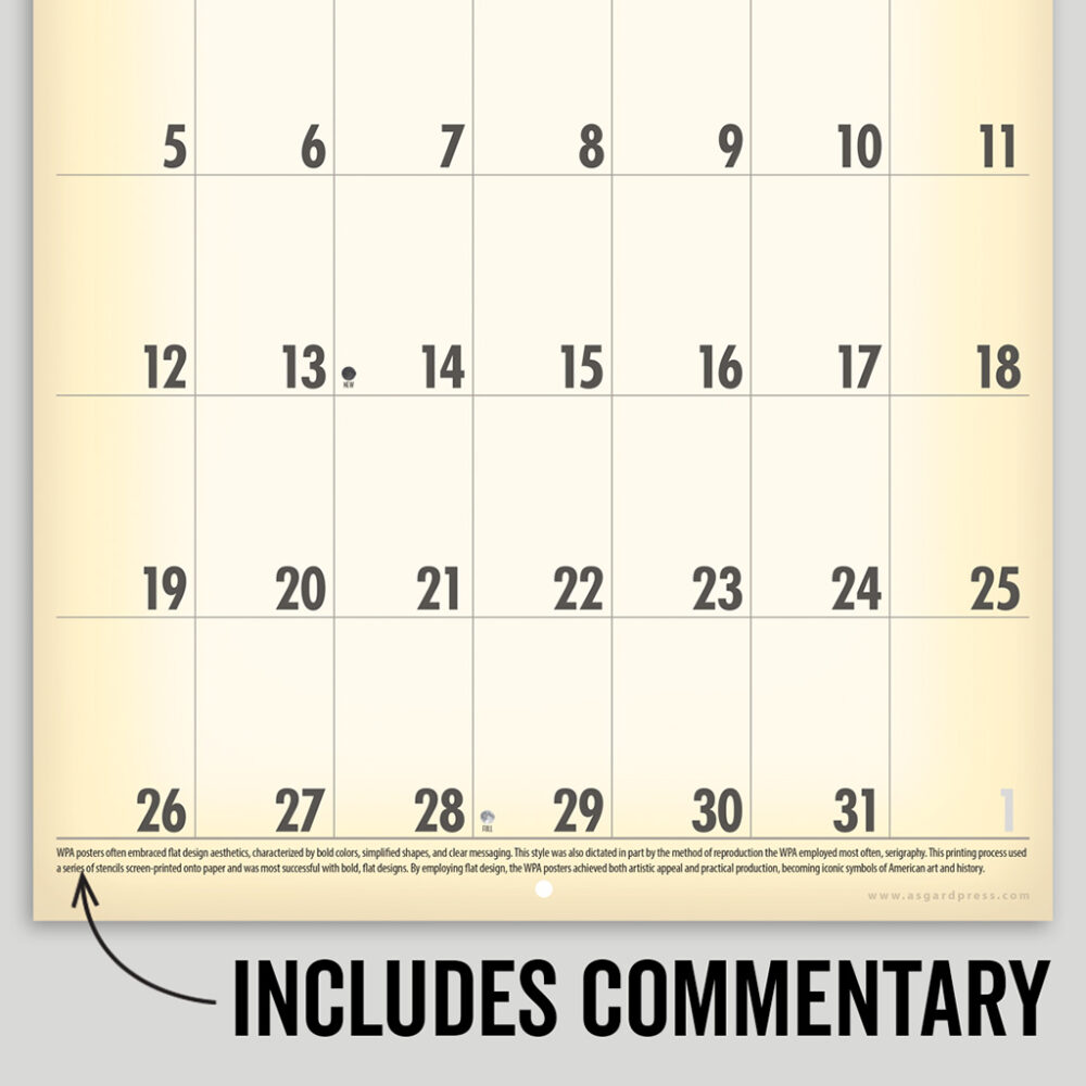 Image of a page of sample commentary from the Asgard Press 2026 Vintage National Parks Calendar