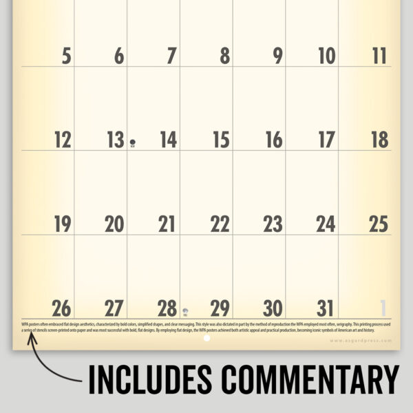 Image of a page of sample commentary from the Asgard Press 2026 Vintage National Parks Calendar