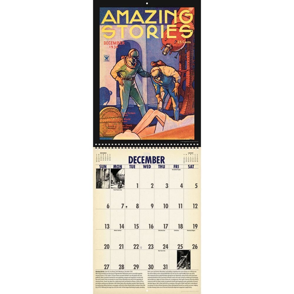 Sample spread from the Asgard Press 2026 Vintage Sci-Fi Calendar