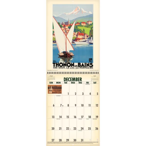 Sample spread from the Asgard Press 2026 Vintage Travel Posters Calendar
