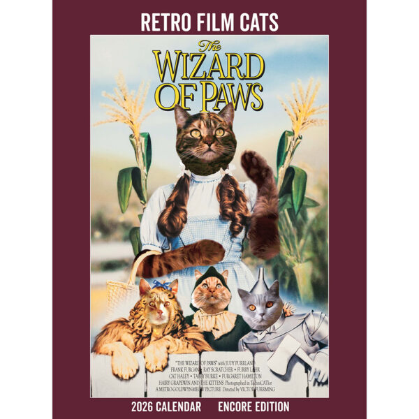 Front cover of the Asgard Press 2026 Retro Film Cats Encore Edition Calendar