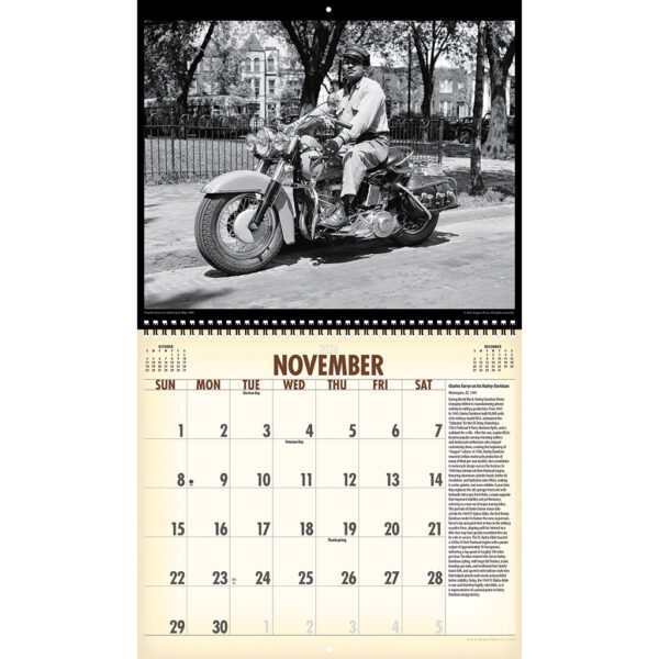 Sample spread from the Asgard Press 2026 Vintage Motorcycles Calendar