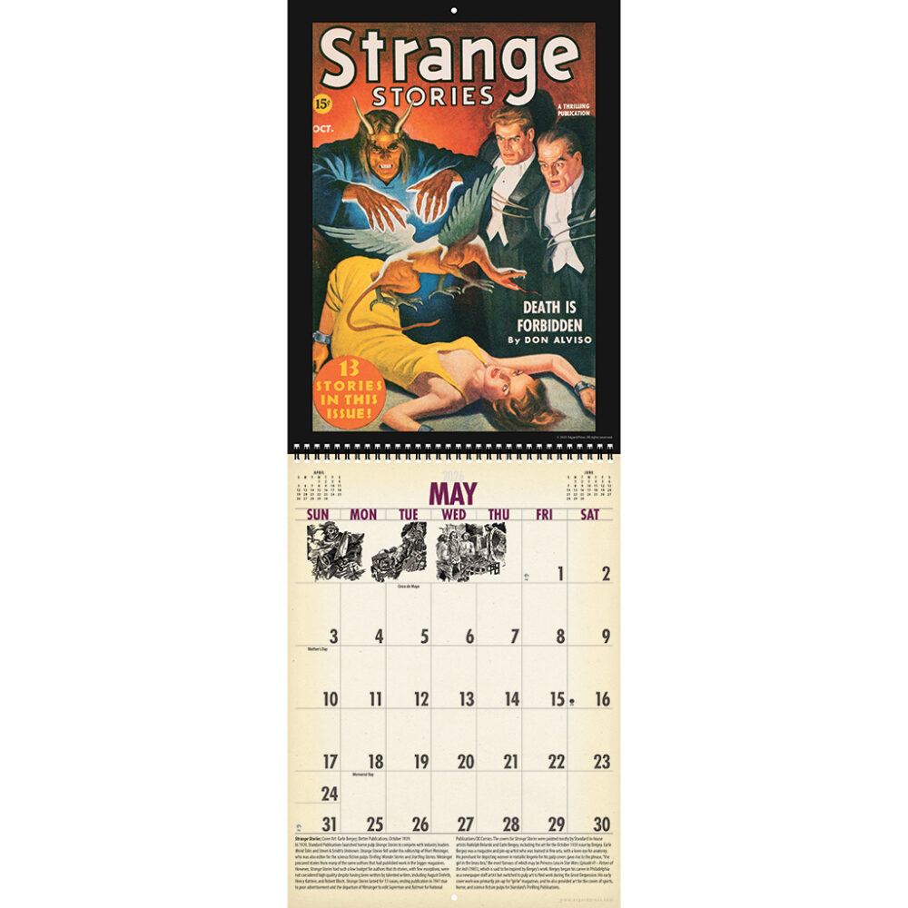 Sample spread from the Asgard Press 2026 Vintage Pulp Horror Calendar