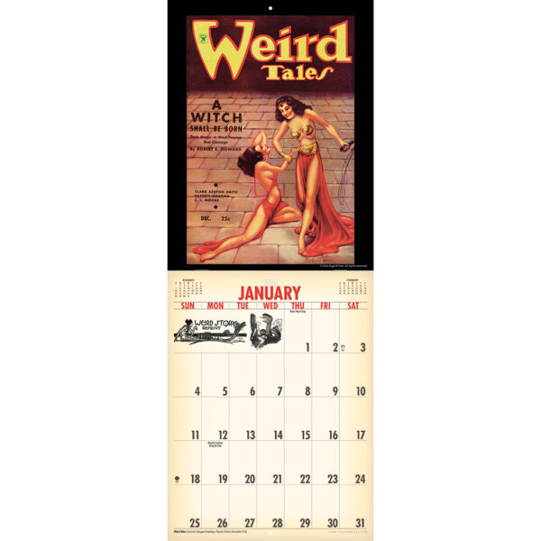 Sample spread from the Asgard Press 2026 Vintage Pulp Horror Encore Edition Calendar