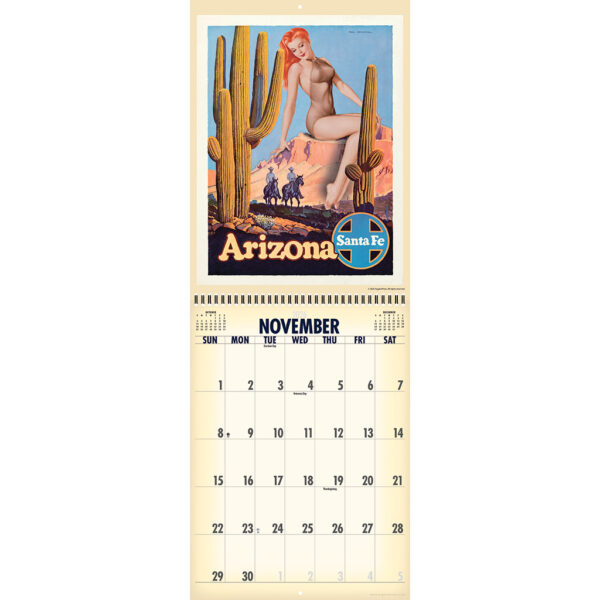 Sample spread from the Asgard Press 2026 Retro Parks & Pinups Calendar