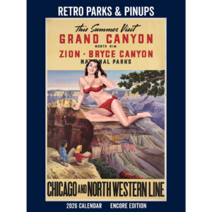 Front cover of the Asgard Press 2026 Retro Parks and Pinups Encore Edition Calendar