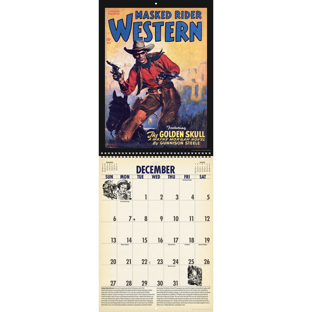 Sample spread from the Asgard Press 2026 Vintage Pulp Westerns Calendar