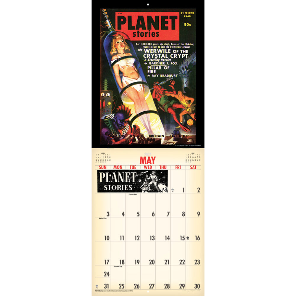 Sample spread from the Asgard Press 2026 Vintage Sci-Fi Encore Edition Calendar
