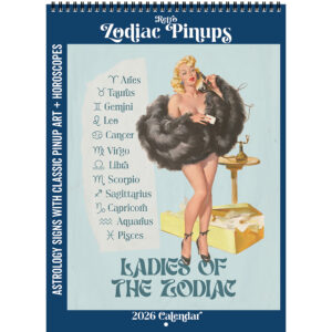 Front cover of the Asgard Press 2026 Retro Zodiac Pinups Calendar