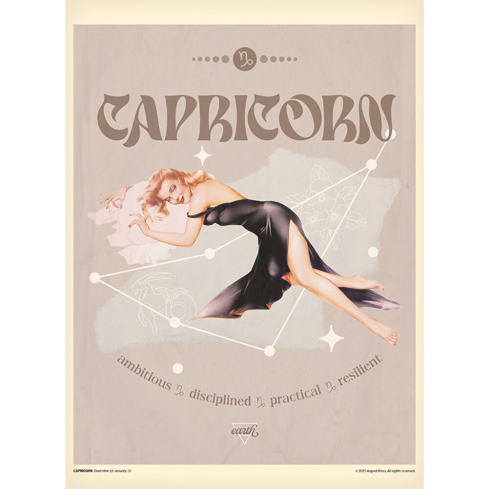 Sample image from the Asgard Press 2026 Retro Zodiac Pinups Calendar